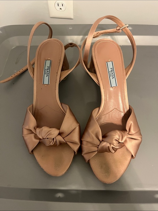 Prada Shoes - Prada Satin Knot Slingback Sandals in Rose Nude